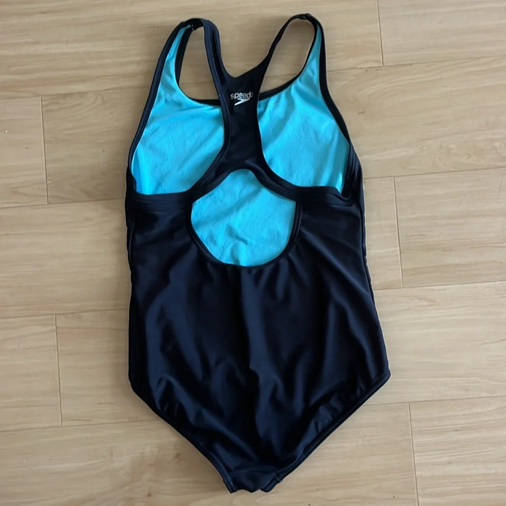 SPEEDO GIRLS PRINTED MEDALIST LOGO ONE PIECE SWIMSUIT SZ 16